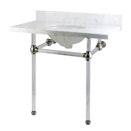Fauceture 36X22 Marble Vanity Top W/ Acrylic Feet Combo, Marble/Nickel KVPB36MA8